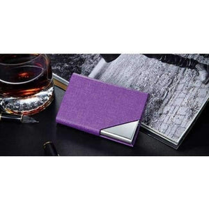 Planet Gates purple / Australia PU Leather Stainless Steel Business Card Holder Name Card Case with Magnetic Shut Black
