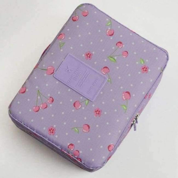 Planet Gates Purple Cherry Makeup bag Cosmetic bag Case Make Up Organizer Toiletry Storage Neceser Rushed Floral Nylon Zipper New Travel Wash pouch