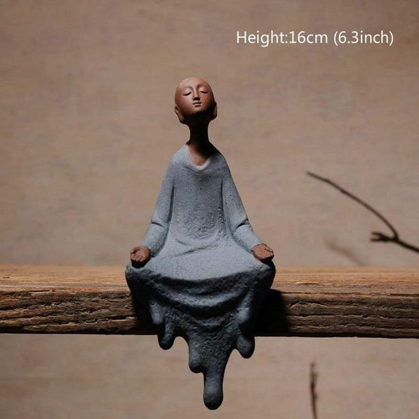 Planet Gates Purple Clay monk buddha sitting statues  zen creative ornaments home decoration monk gift  figurines tabletop handcrafts