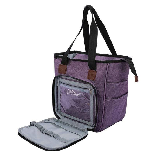 Planet Gates Purple Color Knitting Storage Bag Yarn Wool Tote Bag For Crochet Hook Knitting Needles Craft Yarn Bag Sewing Tools Accessories Organizer Case