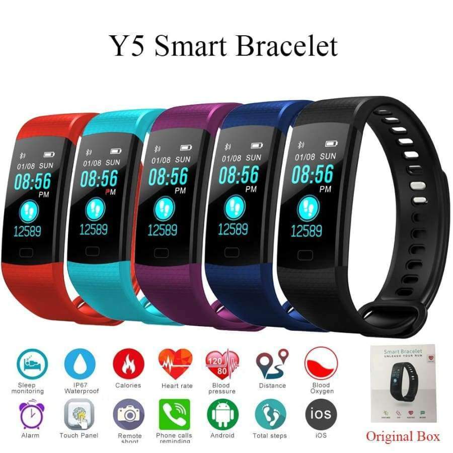 Planet Gates Purple Color Smart Band Heart Rate Tracker Fitness Tracker Y5 Smartband Smart Bracelet Waterproof Smart Wristband Smart Watch Men