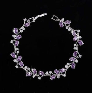 Planet Gates Purple Cubic Zircon Crystal Silver Color Royal Jewellry Green CZ Stone Tennis Bracelets for Women B015
