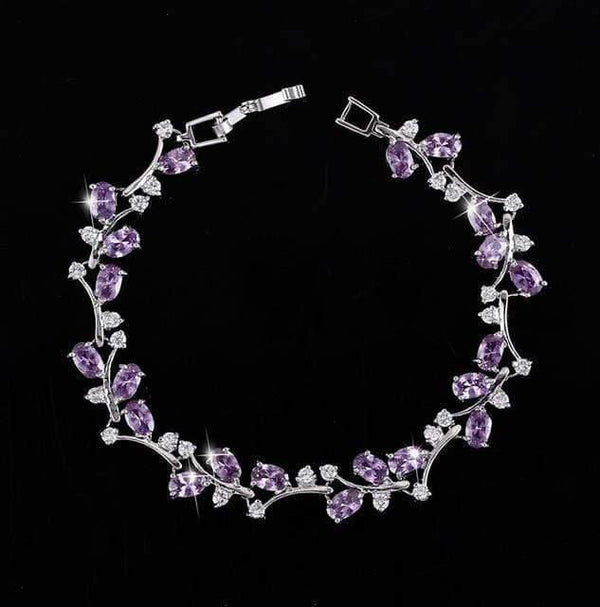 Planet Gates Purple Cubic Zircon Crystal Silver Color Royal Jewellry Green CZ Stone Tennis Bracelets for Women B015