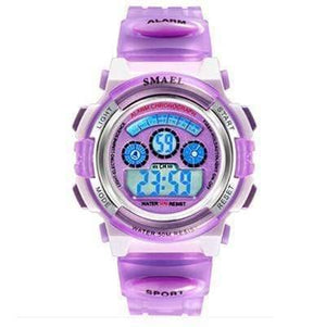 Planet Gates Purple Digital Brand Children Watches For Girls Digital Lcd 50m Waterproof Wristwatches Led Student Gift