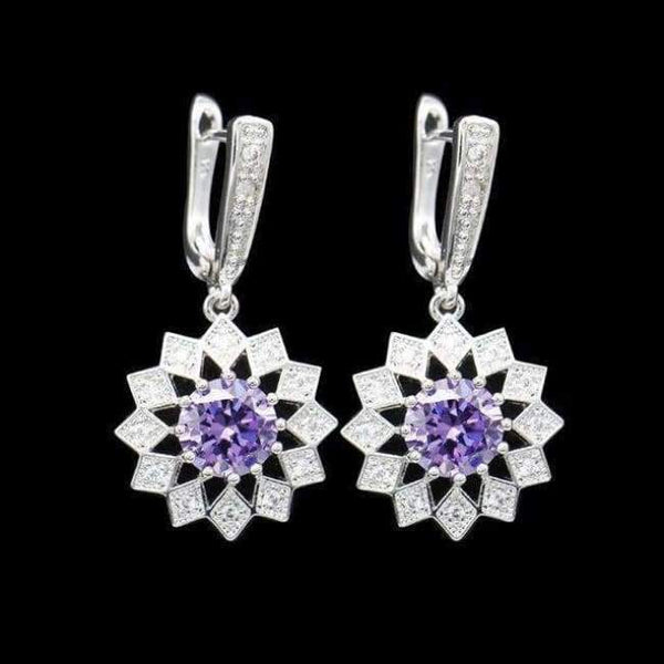 Planet Gates purple Fashion Blue Zircon Silver 925 Jewelry Hanging Drop Dangle Earrings For Women With Stones Free Gift drop ship