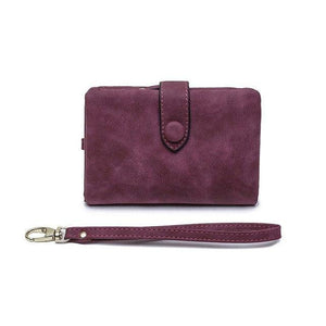 Planet Gates Purple Faux Suede Women Wallet Many Departments Short Trifold Card Holder Zipper Coin Purse Hasp Fashion Solid Female Purses Girls