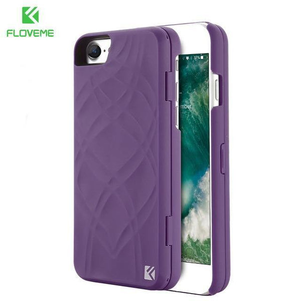 Planet Gates Purple / For iPhone 8 FLOVEME Mirror Case For iPhone 6 6s 7 Plus XS MAX XR Wallet+Card Slot Cover Makeup Phone Cases For Apple iPhone 8 X 7 Plus Coque