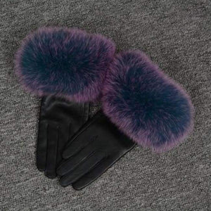 Planet Gates Purple Frosted / Size M Jancoco Max* 10 Colours 2018 Genuine Leather Glove New Arrival Real Sheepskin & Fox Fur Gloves Women's Fashion Style S7200