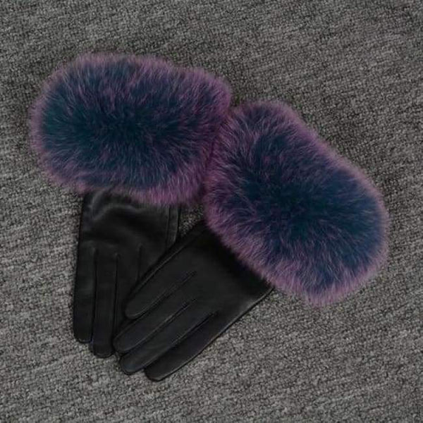 Planet Gates Purple Frosted / Size M Jancoco Max* 10 Colours 2018 Genuine Leather Glove New Arrival Real Sheepskin & Fox Fur Gloves Women's Fashion Style S7200