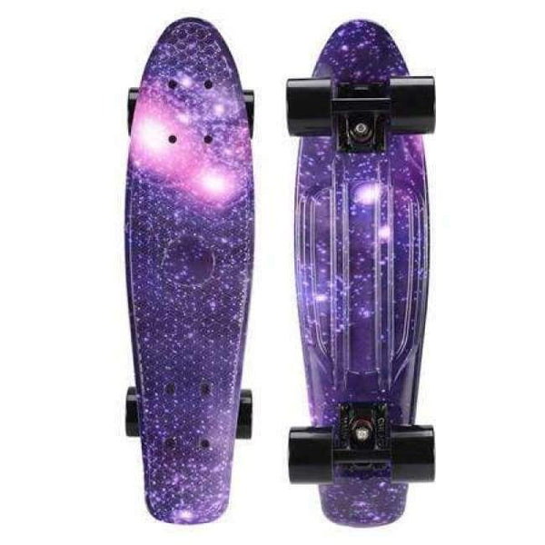 Planet Gates Purple Galaxy / China 22" Cruiser Skateboard Mini Plastic Skate Board Retro Longboard Graphic Galaxy Starry Printed Skate