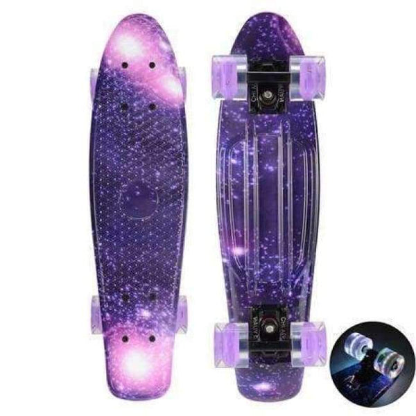 Planet Gates Purple Galaxy Flashi / China 22" Cruiser Skateboard Mini Plastic Skate Board Retro Longboard Graphic Galaxy Starry Printed Skate