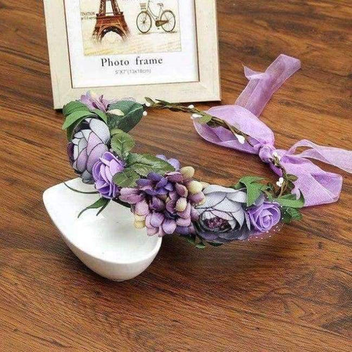 Planet Gates Purple Haimeikang Lady Girl Boho Hair Accessories Wreath Floral  Crown Adjustable Purple  Wreath Crown Beach Vacation Headband