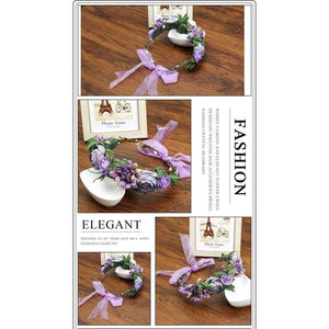 Planet Gates Purple Haimeikang Lady Girl Boho Hair Accessories Wreath Floral  Crown Adjustable Purple  Wreath Crown Beach Vacation Headband