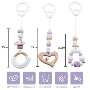 Planet Gates Purple heart Baby Toys Wooden Play Gym Hanging Mobile Bed Holder Star Pendant Stroller Baby Toy Bell Wood Rattle Ring Newborn Educational Toy