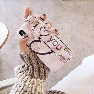 Planet Gates purple / i7 i8 Pu leather Grip Starp Phone Case for iphone 8 8plus 7 7plus 6/6S 6plus 6S+ Hard Back Cover Case