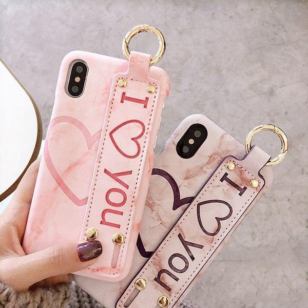 Planet Gates purple / i7 i8 Pu leather Grip Starp Phone Case for iphone 8 8plus 7 7plus 6/6S 6plus 6S+ Hard Back Cover Case