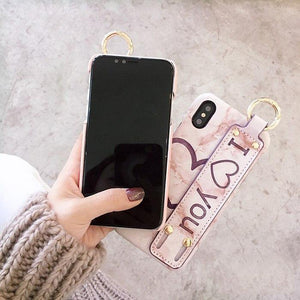 Planet Gates purple / i7 i8 Pu leather Grip Starp Phone Case for iphone 8 8plus 7 7plus 6/6S 6plus 6S+ Hard Back Cover Case