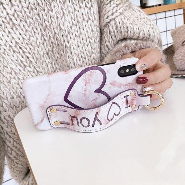 Planet Gates purple / i7 i8 Pu leather Grip Starp Phone Case for iphone 8 8plus 7 7plus 6/6S 6plus 6S+ Hard Back Cover Case