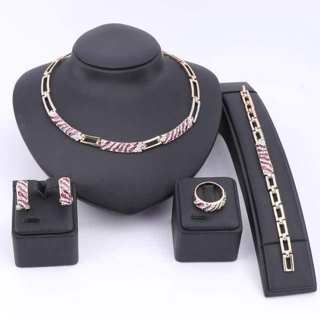 Planet Gates Jewelry Sets Cz Crystal Enamel Necklace Earring Ring Bracelet Jewelry Set Gold Color Statement Accessories