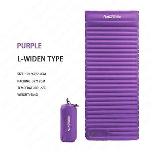 Planet Gates Purple L / China Air Bed 7.5cm Thicken Camping Mat  With Pillow Lightweight Outdoor Tent Sleeping Pad Inflatable Mattress NH18Q001-D
