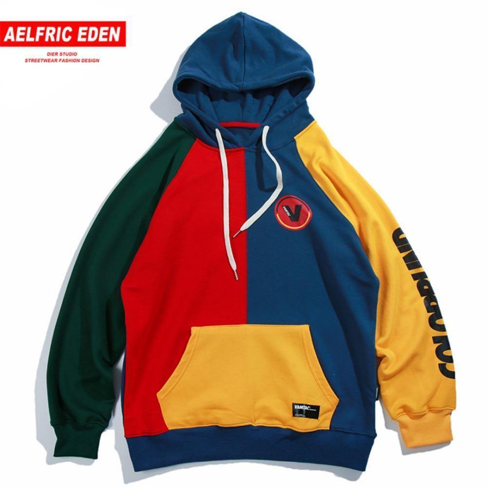 Planet Gates Purple / L Hoodies Men Vintage Color Block Harajuku Streetwear Hip Hop Autumn Male Fashion Casual Hoodie Sweatshirts