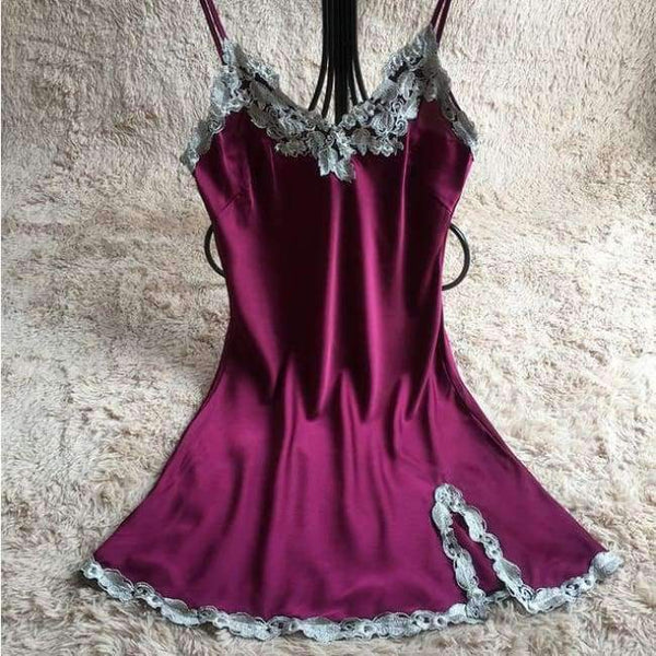 Planet Gates Purple / L Lingere  pIjamas underwear lace women's full strap slips dress sexy lingerie ladies slip dress intimate Slips 7 colors