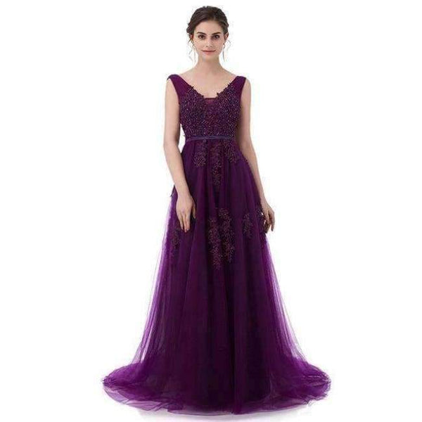 Planet Gates purple lacing / 2 Fashion Hot Sell Sweet Light Blue Lace V-neck Lacing Long Evening Dress The Bride Party Sexy Backless Prom Dresses Custom