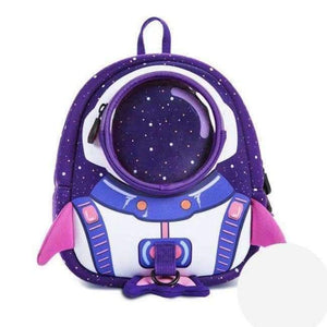 Planet Gates Purple Large Size Anti-lost 3D Cartoon Rocket Children Backpack Kids Girls Boys School Bags Neoprene Toddler Baby Kindergarten Bag Space Capsule