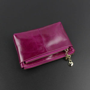 Planet Gates Purple Leather Wallets Coin With Zipper Solid Women Wallet Genuine Cow Leather Small Luxury Brand Female Purse Fashion