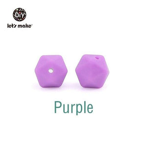 Planet Gates Purple Let's Make 10pc 14mm Silicone Beads Hexagon Bpa Free Silicone Teether Diy Teething Toy Baby Chewable Accessories Baby Teether