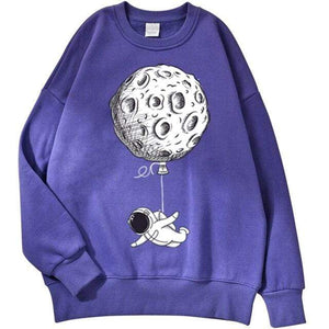 Planet Gates purple / M Astronaut Man Hoodie Cartoon Printing Men Sweatshirts Fleeve O-Neck Male Hoodies Punk Trend Sweatshirt For Mens