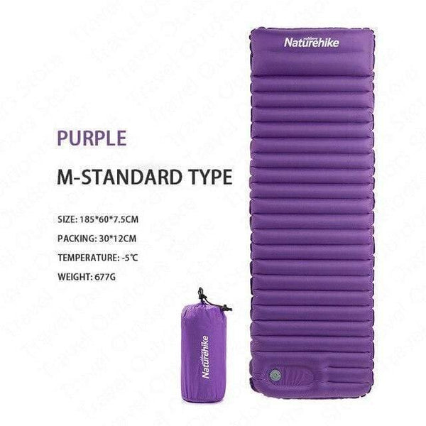 Planet Gates Purple M / China Air Bed 7.5cm Thicken Camping Mat  With Pillow Lightweight Outdoor Tent Sleeping Pad Inflatable Mattress NH18Q001-D
