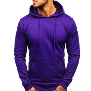 Planet Gates Purple / M Men's Casual Hoodies Sweatshirts Male black gray Red Hooded Pullovers Solid Color Outerwear Tops 10 Colors M-3XL