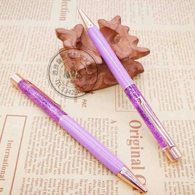 Planet Gates Purple Metal Copper Ballpoint Pen Luxury Brass Gold Foil Drill Ball Pen Sliver Penalty Office School Pencil Writing Supplies 1.0mm