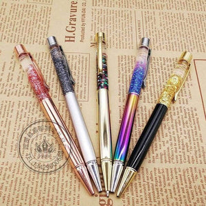 Planet Gates Purple Metal Copper Ballpoint Pen Luxury Brass Gold Foil Drill Ball Pen Sliver Penalty Office School Pencil Writing Supplies 1.0mm