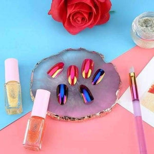 Planet Gates Purple Nail Art Plate Natural Resin Stone Acrylic Gel Polish Display Showing Board Drawing Color Palette Manicure Display Tool