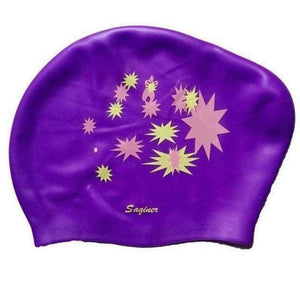 Planet Gates Purple / One Size Adult Silicone Elastic Waterproof Protect Ears Long Hair Sports Swim Pool Hat Swimming Cap Men Women Free size