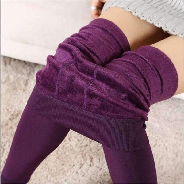 Planet Gates Purple / One Size Winter Autumn Leggings Women's Warm Leggings High Waist Thick Velvet Legging Solid Black Leggings Warm Pant for Women