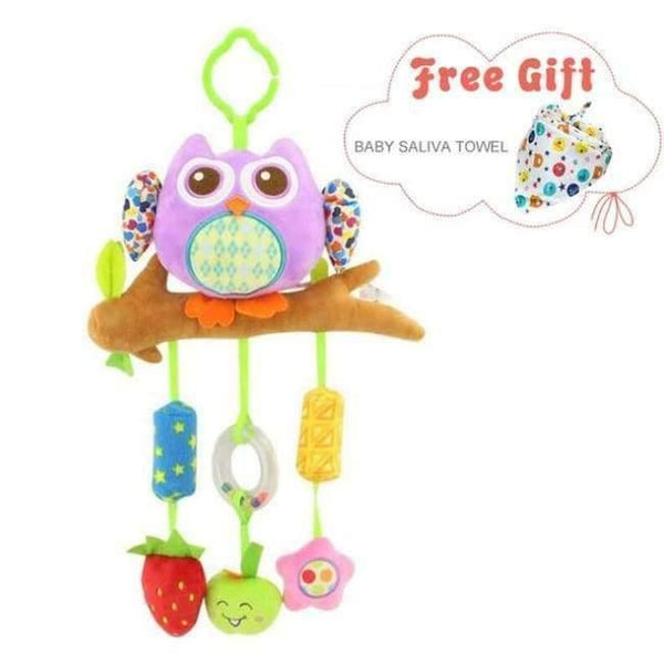 Planet Gates Purple Owl Crib Hanging Toys For Babies Soft Animals Giraffe Rattle Bell Stroller Toys For Kids Teether Early Learning Education Color Toys