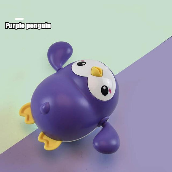 Planet Gates Purple penguin Baby Bath Toys Animal Cute Cartoon Tortoise Crab Classic Baby Water Toy Infant Swim Chain Clockwork Toy For Kid 2021 Newest
