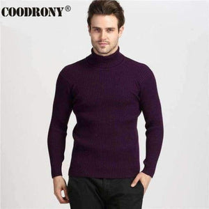 Planet Gates Purple / S COODRONY Winter Thick Warm Cashmere Sweater Men Turtleneck Mens Sweaters Slim Fit Pullover Men Classic Wool Knitwear Pull Homme