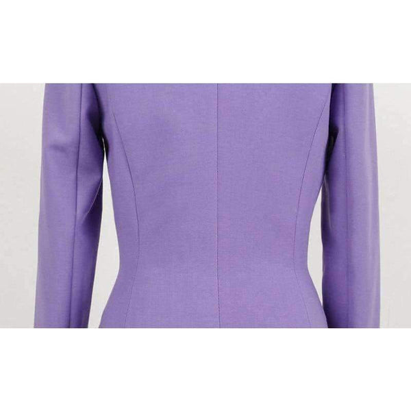 Planet Gates purple / S Fashion Purple Women Pant Suit Double Breasted Long Blazer Jacket and Straight Pant Work Business 2 Pieces Set 2018