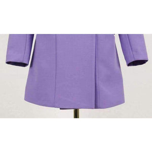 Planet Gates purple / S Fashion Purple Women Pant Suit Double Breasted Long Blazer Jacket and Straight Pant Work Business 2 Pieces Set 2018