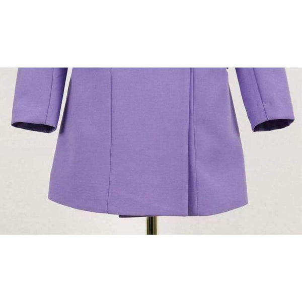 Planet Gates purple / S Fashion Purple Women Pant Suit Double Breasted Long Blazer Jacket and Straight Pant Work Business 2 Pieces Set 2018