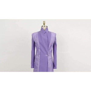 Planet Gates purple / S Fashion Purple Women Pant Suit Double Breasted Long Blazer Jacket and Straight Pant Work Business 2 Pieces Set 2018