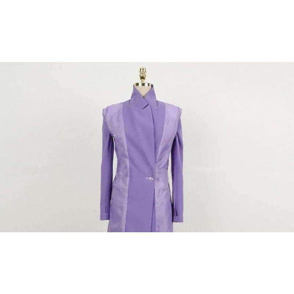 Planet Gates purple / S Fashion Purple Women Pant Suit Double Breasted Long Blazer Jacket and Straight Pant Work Business 2 Pieces Set 2018