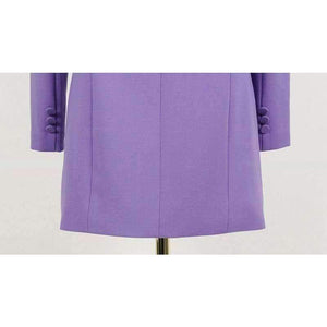 Planet Gates purple / S Fashion Purple Women Pant Suit Double Breasted Long Blazer Jacket and Straight Pant Work Business 2 Pieces Set 2018