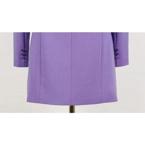 Planet Gates purple / S Fashion Purple Women Pant Suit Double Breasted Long Blazer Jacket and Straight Pant Work Business 2 Pieces Set 2018