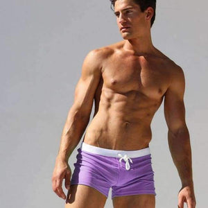 Planet Gates Purple / S Men Swimwear Men's Swimsuits Surf Board Beach Wear Man Swimming Trunks Boxer Shorts Swim Suits Gay Pouch