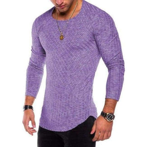 Planet Gates Purple / S Plus Size S-4XL Slim Fit Sweater Men 2018 Spring Autumn Thin O-Neck Knitted Pullover Men Casual Solid Mens Sweaters Pull Homme